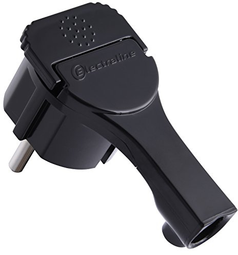 Electraline 523069 Clavija Estra Plana 90°, Schuko, Negro