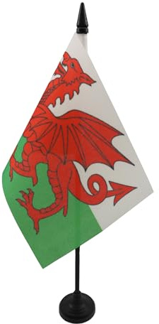 AZ FLAG Bordsflagga Wales 15x10 cm Walesisk 100D Polyester Plastfot
