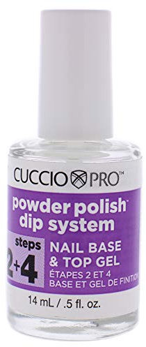 Cuccio Powder Polish Dip System Step 2 and 4 Nail Base and Top Gel, Clear, 14 ml (Pack of 1)