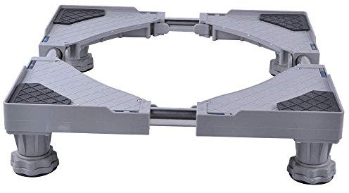 SMONTER Base réglable et mobile multifonctionnelle avec roulettes pour sèche-linge, machine à laver et réfrigérateur, 4 pieds, gris