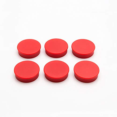 Bullseye Office 24 Round Red Fridge Magnets, Button Shaped, Small Colorful Magnetic Discs for Kitchen, Cabinet or Classroom, Perfect Whiteboard Supplies for Teachers (Red)
