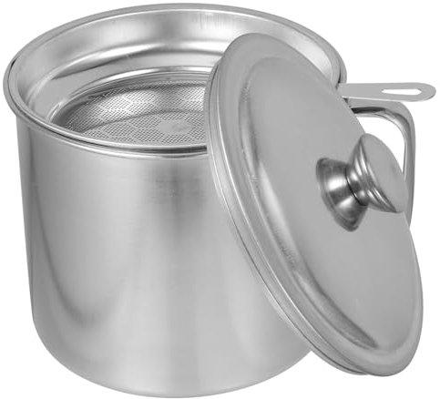 Cabilock Fettkanne Ölsieb Topf Fetttrennkanne mit Griff Fettabscheider Fettabscheider Kanne Soße Suppe Sieb Schüssel Ölvorrat Dose Ölbehälter für Lagerung von Frittieröl und Speisefett 1. 4L