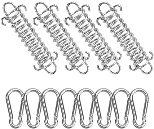 Towviy Tensor Resorte, Tensión Resortes de Tienda, Resorte Tensión Muelles Acero Inoxidable Tienda Tensor Muelle Traccion Resorte Servicio Pesado Cuerda Conjunto de 8pcs Mosquetón para Camping