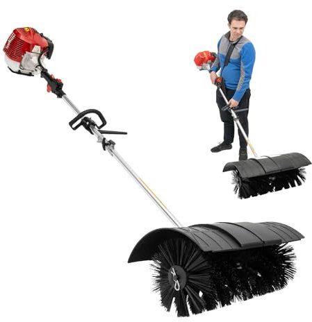 SanBouSi Quitanieves de gasolina de 52 cc, 2 tiempos, gasolina, barredora con filtro de aire, ancho de barrido de 56 cm, pala quitanieves para nieve, hojas, tierra, barro