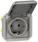 LEGRAND, Plexo New 069570L Prise pour pièces humides standard Schuko avec couvercle à charnière, protection anti-contact, bornes enfichables, 16 A, 250 V, IP44 - IK08 (IP55 avec couvercle fermé), gris