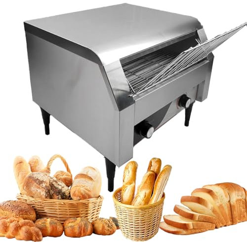XNYXLPP Tostadora transportadora de Acero Inoxidable, transportadora Comercial para Catering, tostadora de Superficie Plana, Horno Tostador, Temperatura Profesional de 7 velocidades (Silver 300)