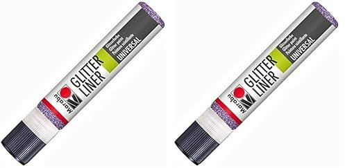 Marabu 18030009507 - Glitter Liner lavendel, Glitzer - Effektfarbe auf Wasserbasis für bezaubernde Glitzereffekte auf Stoff, Holz, Metall speichelecht, einfache Fixierung (Packung mit 2)