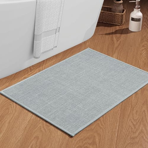 chakme Alfombra de baño antideslizante de 43 x 61 cm con parte trasera de goma, antideslizante, lavable, alfombra de baño, alfombra de baño, alfombrilla de ducha, color gris claro