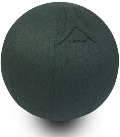 kenoko Ergonomique Ballon Bureau Siège NAMI 65 cm | Idéal pour Bureau, Yoga et Grossesse | Revêtement Lavable | Boule Gonflable avec Pompe Incluse | Couleur: Vert Bouteille