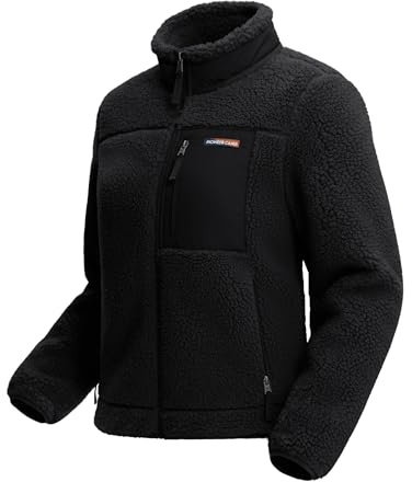 Pioneer Camp Veste Polaire Femme à Col Montant - 550g Ultra Épaisse, Anti-Vent - Pour Randonnée, Ski, Alpinisme - Tissu Haute Densité Anti-Bouloche - Pochettes Zippées, Ourlets Élastiques(Black;L)