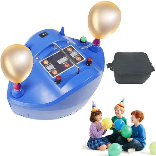 Electric Balloon Pump, Precision Air Pump, Balloon Inflator with Digital Timer Counter, Double-Hole Inflation Timing and Quantitative, Comes with Pedals, for Various Balloons,Blue(30x20x16cm)