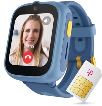 TCL MT48X 4G Reloj Inteligente para niños, Azul galáctico, GPS, Llamadas LTE, botón de Emergencia, Resistente al Agua 5 ATM, con Tarjeta SIM Telekom y 30 € Cupón Amazon