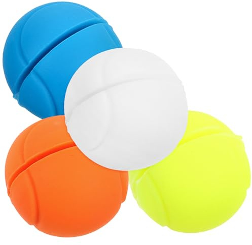 Veemoon Amortisseurs de Vibrations pour Raquettes de Tennis, Lot de 4 Pièces en Plastique, Design Balle de Tennis, Couleurs Assorties, Accessoire Anti-Vibration pour Jeu Confortable
