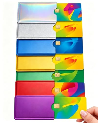 DLPRK 7 Fundas RFID para Tarjetas de Crédito, Protección contra Robo de Datos, Funda para Tarjetas Bancarias y DNI, Colores Variados