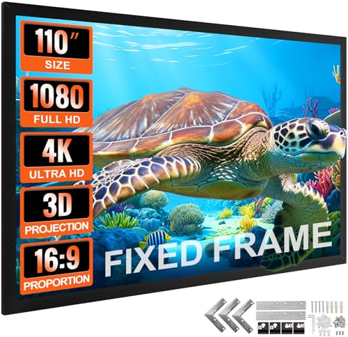 VEVOR Projector Screen 110inch Outdoor Projector Screen 16:9 Movie Screen Fixed Frame 3D Projector Screen for 4K HDTV Movie Theater