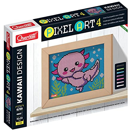 Quercetti - 0796 Pixel Art Kawaii Design Axotolt; Steckspiel