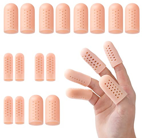 ACWOO Protector Dedos Mano, 16pcs Dediles Silicona Transpirables Perforadas, Dedales de Silicona para Amortiguar Rozaduras, Mangas de Dedo Para Gatillo de Dedo, Dedos Agrietados, Artritis de Dedos