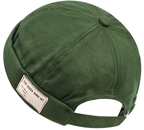 CLAPE Docker Mütze aus Baumwolle Cap ohne Visier Herren Damen Retro Docker Cap Mütze Marine Miki Cuffed Brimless Hut, GD21-Green, Einheitsgröße