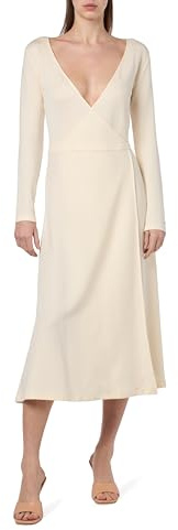 Tommy Hilfiger Vestido envolvente Mujer Cuello de pico, Blanco (Calico), M