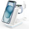 JoyGeek Caricatore Wireless 3 in 1,Pieghevole Stazione ricarica per i Phone 16/15/14/13/12/11/Pro Max/X/8, Caricabatterie induttiva per iWatch 10/9/Ultra/SE/8/7/6/5/4,per AirPods 4/2/3/Pro (Bianca)