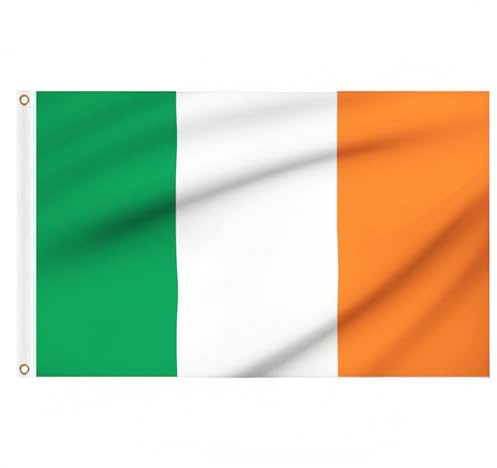 2PCS Irish Flag 5ft x 3ft for St. Patrick's Day Irish Decorations, Large Ireland Flags with Brass Eyelets for Six Nations Sports Football Events Party Decorations