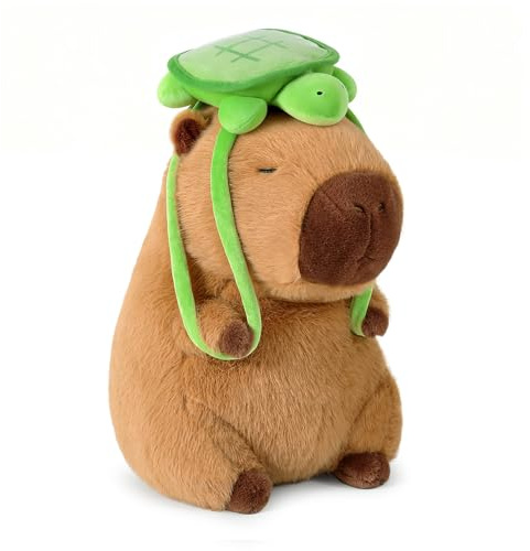 shownicer Capybara, peluche con tartaruga, Kawaii Capybara, cuscino in peluche, regalo per bambini e bambine, 3 anni (tartaruga, 25 cm)