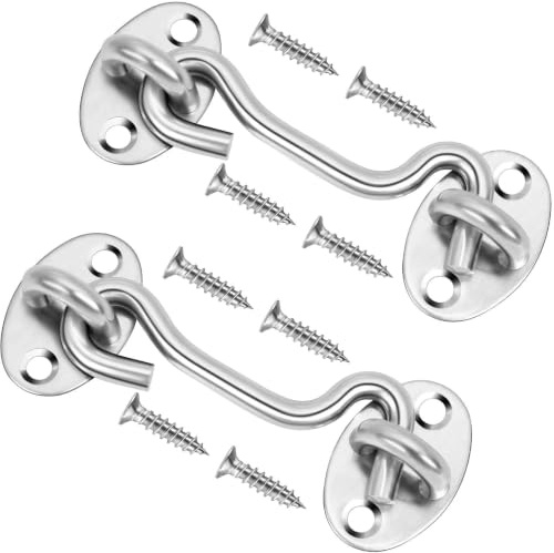 txuzong 2 ganchos para tormentas, 100 mm, acero inoxidable de 4 pulgadas, ganchos para puertas de barro, ganchos para puertas de granero, cerraduras con tornillos, ganchos para puerta de garaje
