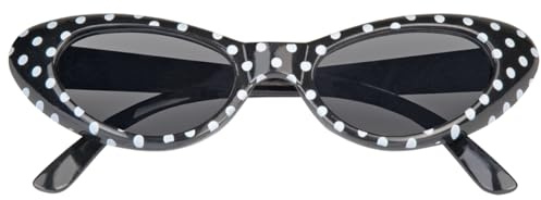 Cat Eye Brille Sandy mit Punkten – Stylische Rockabilly-Brille im 50er und 60er Jahre Look, perfekt für Kostüme und Partys! - Schwarz Weiß