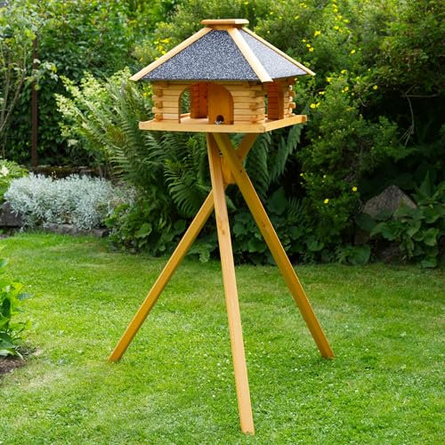 Deko-Shop-Hannusch Vogelhaus mit Ständer, Vogelhäuschen, sehr stabil, imprägniert, mit Strukturputzdach, Futterhaus
