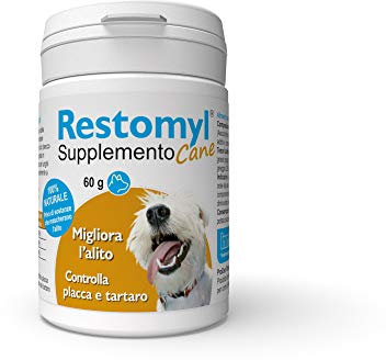 Innovet Restomyl Supplemento, Migliora l'alito. Controlla placca e tartaro dei cani - Flaconcino da 40 g