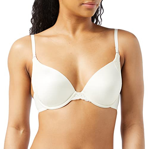 Maidenform Natural Boost Demi Bra, Push-Up Lace T-Shirt Bra with Convertible Straps, Add-One-Cup-Size Push-Up T-Shirt Bra, Pearl, 34C Ivory