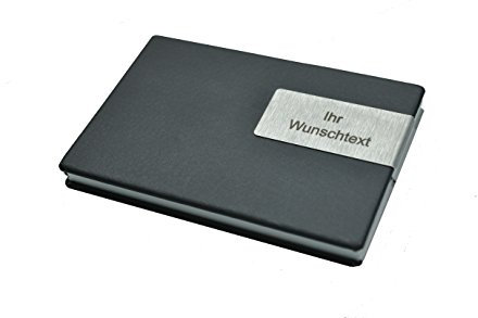 Visitenkartenetui schwarz/silber für Karten 90 x 57 mm inkl. Laser-Gravur