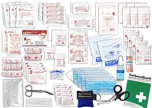 Komplett-Set Erste-Hilfe nach aktueller DIN/EN 13169 PLUS 4 für Betriebe inkl. Sprühpflaster, Hygiene-Gel & Notfallbeatmungshilfe