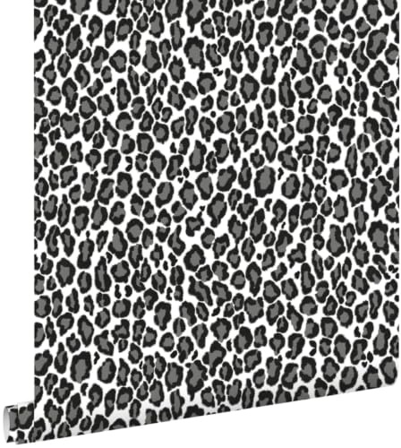 ESTAhome tapet pantrar svart och vitt 53 cm x 10.05 m