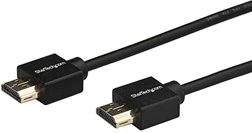StarTech.com 6.6ft (2m) Slim HDMI 2.0 Cable, 4K 60Hz High Speed HDMI Cable w/Ethernet, HDR10, HDMI Cord, M/M Gripping