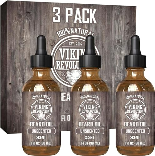Viking Revolution Beard Oil - Unscented - 1 fl oz (3 Pack)
