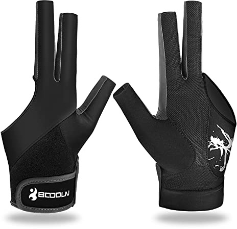 YFY Billiard Pool Gloves for Left Hand 3 Finger, Splicing Process, Snooker Cue Sport Glove Popular Sizes for Men & Women