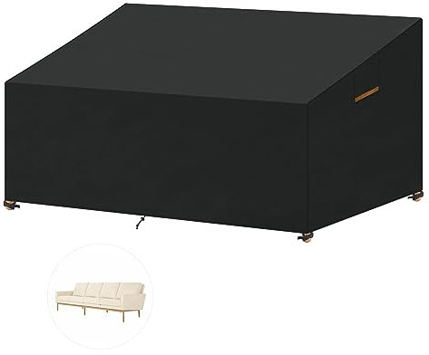 SanGlory Housse Canape Jardin, 3 Places Couverture de Canapé Exterieur Housses Imperméable pour Banc de Jardin, Housses de Protection pour Canapé Exterieur Housse pour Salon de Jardin, 215x99x61/89cm