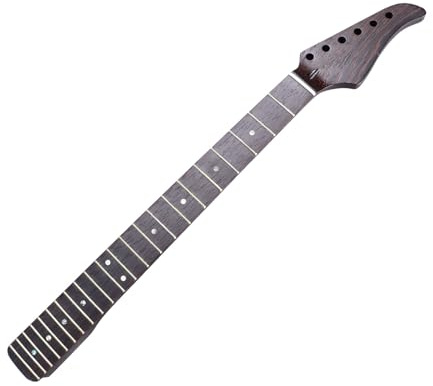 Fockety Electric Guitar Neck, 22 Frets Wenge Wood Material Guitar Neck Replacement, High Sound Quality Guitar Fingerboard Neck for Suhr ST Guitar Neck Paddle Head Unfinished Parts Replacem