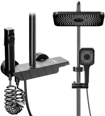Regendusche Mit Armatur Set, Duschsystem Mit 31x20cm Regenbrause, Handbrause, Verstecktem Wannenauslauf, Verstellbarer HöHe Und Booster-Spritzpistole FüR Das Badezimmer.