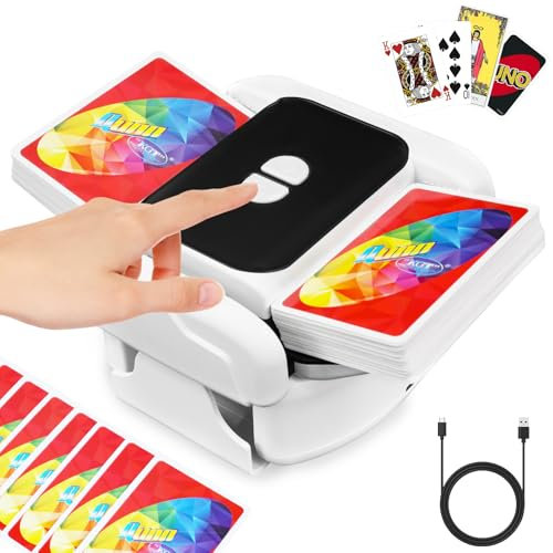 HNCY kortblandningsmaskin, 1–2 däck, blandare, kortblandare, kortblandare för Skip BO, poker, blackjack, UNO-blandningsmaskin för barn, vuxna och far- och morföräldrar