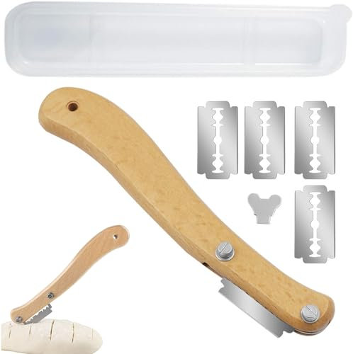 Bäckermesser,Teigmesser,Brot Einschneidemesser,Brotklinge,Teigmesser Brot,Messer Brot Einschneiden,Brot Lahm,Baguettemesser,mit 5 Rasierklinge & 1 Kunststoffbox,für DIY Brotteig Backformen Küche