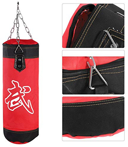 OVAQUIXI Boxningssandsäck Tom Oxford Tyg Boxningspåse med PU Patch Dragkedja Metallkedja 0,6m 1,2m för Karate MMA Kickboxning Hem Gym Training (60 cm)