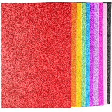 HUVZOR 10Pcs A4 Glitter Cardstock, Sheets Premium Colored Craft Paper, 10 Colors 250g for DIY Projects, Wedding Birthday Party Decoration, Metallic Mirror Cardstock
