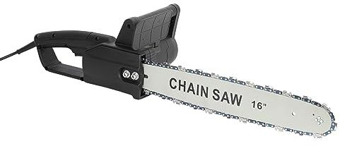 16 Tronconneuse Electrique à Chaîne Trempée Haute Dureté avec Prise EU, Tronconneuse de 2,600W, Haute Puissance, avec Frein et Protection de Guide, pour Coupe du Bois et Travaux Forestiers (Noir)