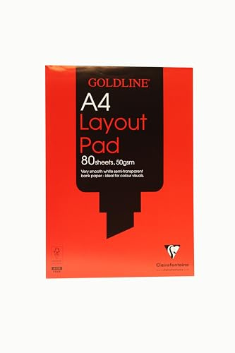 Clairefontaine - Ref GPL1A4Z - Goldline Layout Pad (Contains 80 Sheets) - A4 (210 x 297mm) in Size, 50gsm Paper, FSC-Certified, Degree of Transparency, Acid Free