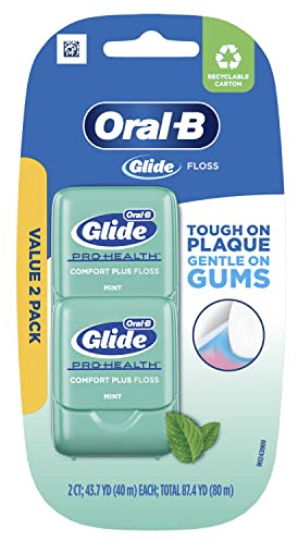 Oral-B Glide Pro-Health Comfort Plus - Hilo dental extra suave, paquete de 2 (40 m cada uno)