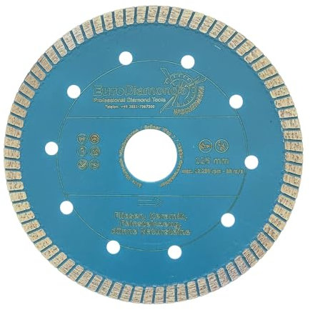 disco diamantato diametro 125 mm professionale per piastrelle, ceramica smaltata Gres Porcellanato klinker tetto rigido e Ton mattoni