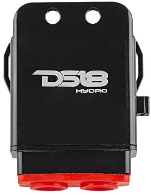 DS18 Hydro MFH4 - Marine Fuse Holder 4 AWG, Waterproof, Red Silicone Sheat, Included Brass Accessories