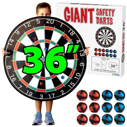 Funwares 36 Giant Dart Board for Adults and Kids, 25% Larger Than the Competition for Ultimate Indoor Fun and Outdoor Fun, Party Game for Families, Games for Kids 8-12, and Dart Game for Adults